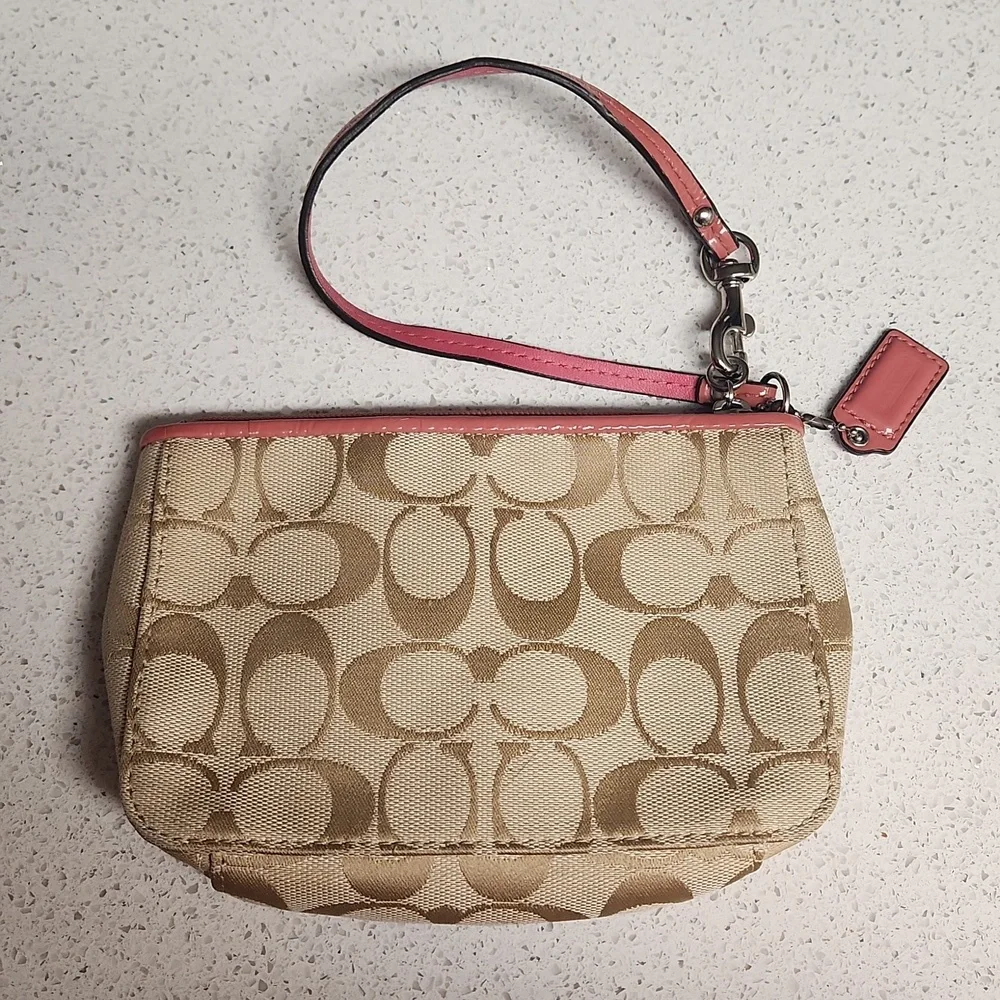 Coach Tan and Salmony Peachy Floral Detail